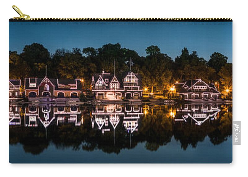 Pa Zip Pouch featuring the photograph Boathouse Row Panorama by Mihai Andritoiu