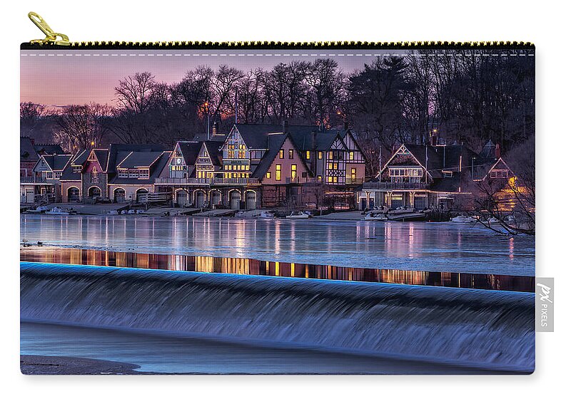 Boat House Row Carry-all Pouch featuring the photograph Boathouse Row by Susan Candelario