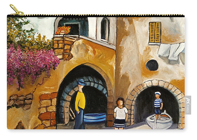Italy Zip Pouch featuring the painting Boatman by William Cain