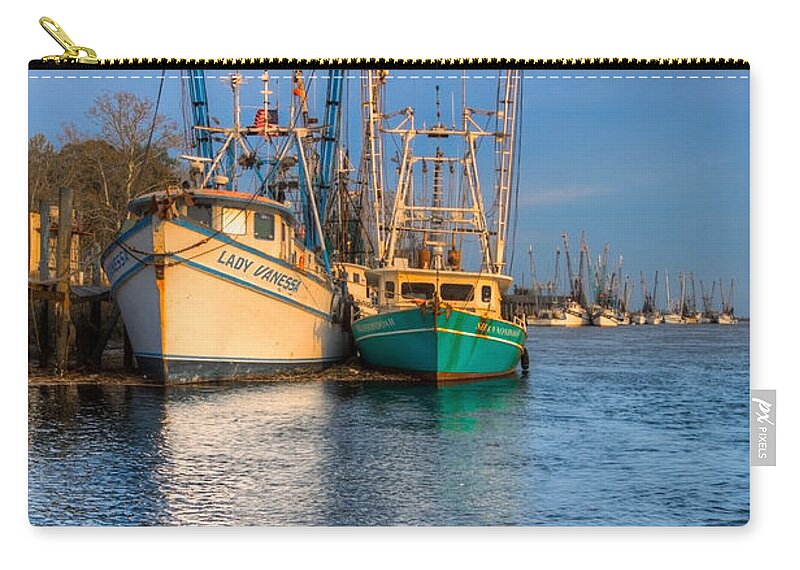 Boats Zip Pouch featuring the photograph Boats in Blue by Debra and Dave Vanderlaan