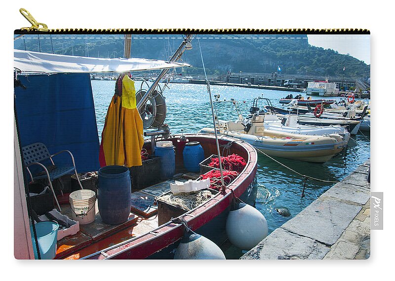 Europe Zip Pouch featuring the photograph Boats in the Portovenere Harbor 2 by Matt Swinden