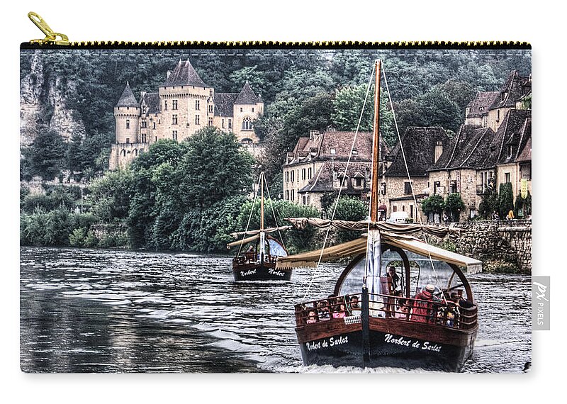 France Carry-all Pouch featuring the photograph Boats sailing the Dordogne river in La Roque Gageac by Weston Westmoreland