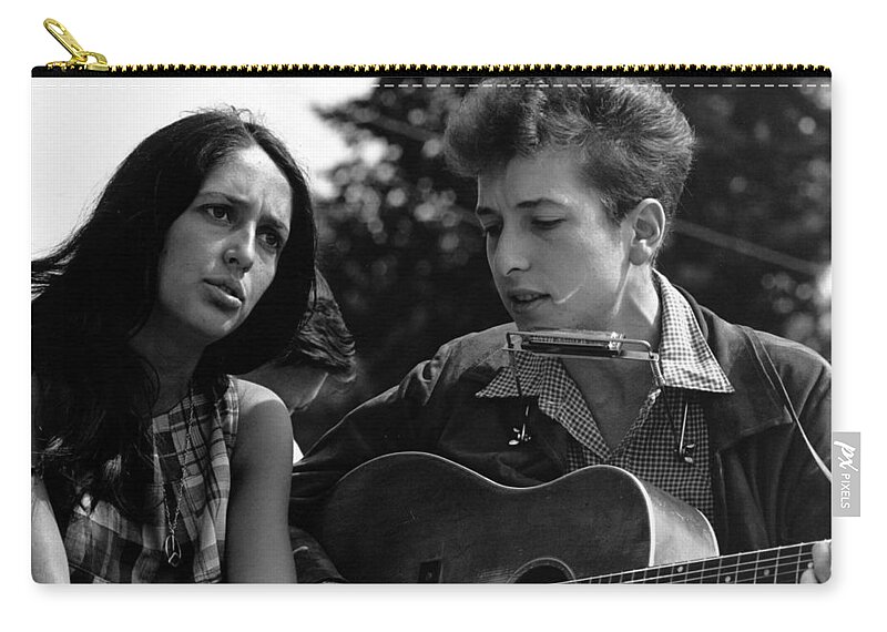 Bob Dylan Carry-all Pouch featuring the photograph Bob Dylan and Joan Baez by Georgia Fowler