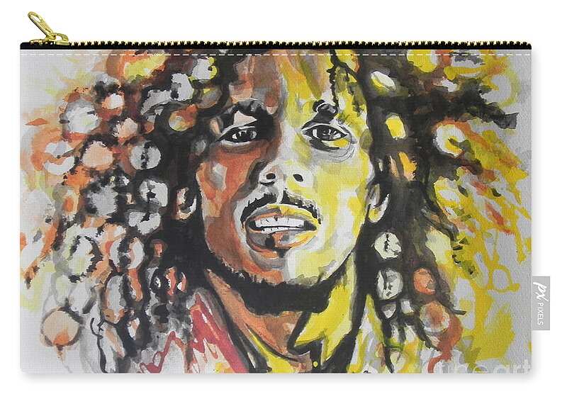 Watercolor Zip Pouch featuring the painting Bob Marley 02 by Chrisann Ellis