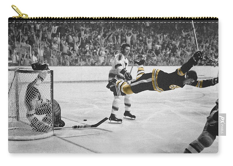Hockey Zip Pouch featuring the photograph Bobby Orr 2 by Andrew Fare