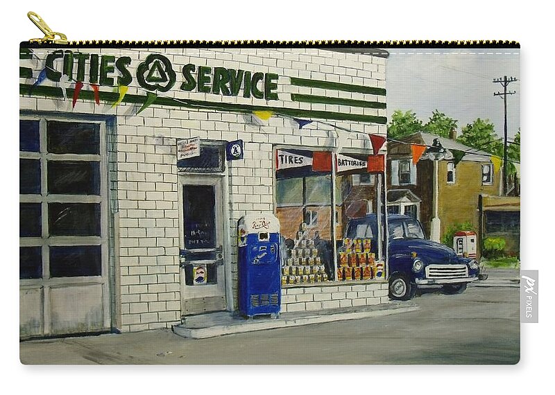 Gas Station Zip Pouch featuring the painting Bob's by William Brody