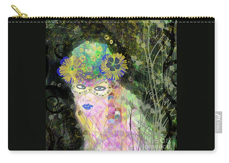 Fairy Zip Pouch featuring the mixed media Bonnie Blue by Kim Prowse