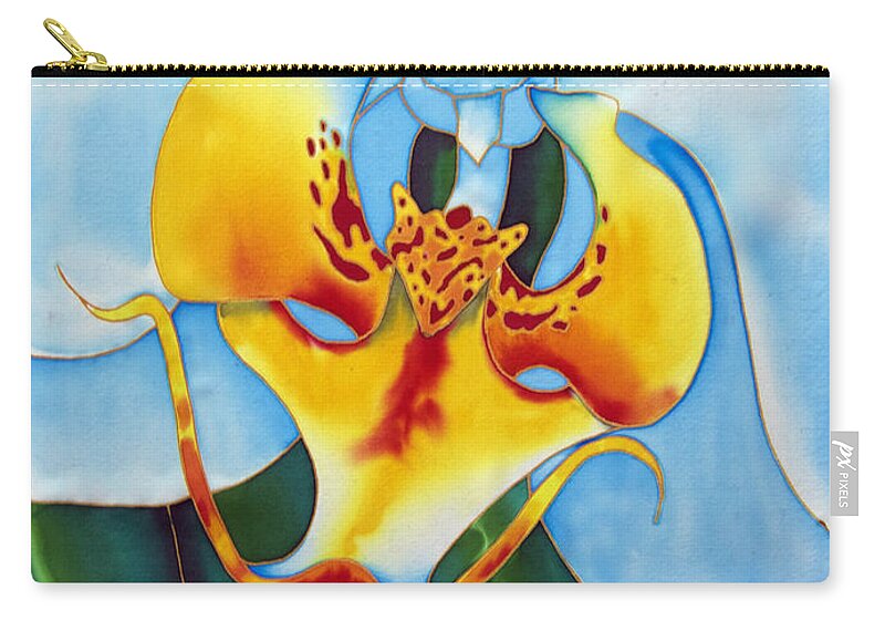 Orchid Flower Zip Pouch featuring the painting Bonnie Orchid I by Daniel Jean-Baptiste
