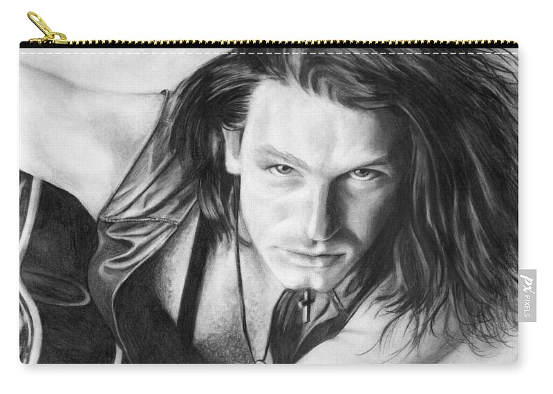 U2 Zip Pouch featuring the drawing Bono by Janice Dunbar