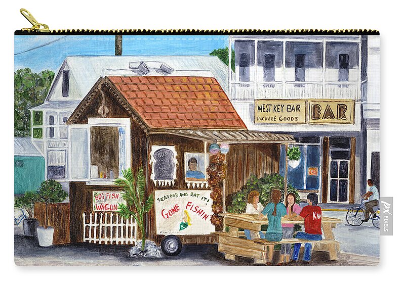 Landscape Zip Pouch featuring the painting B.O.'s Fish Wagon by Linda Cabrera