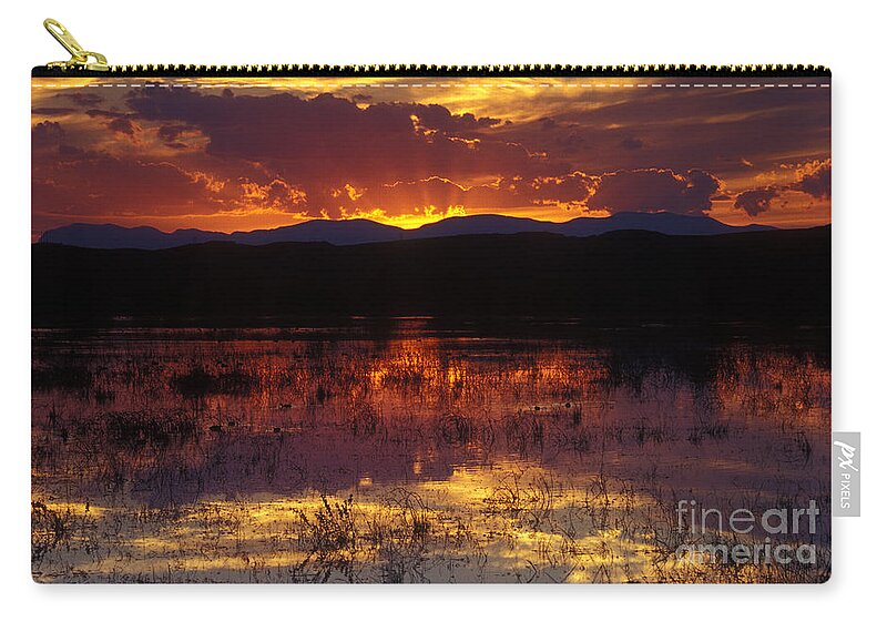 Bosque Zip Pouch featuring the photograph Bosque Sunset - orange by Steven Ralser