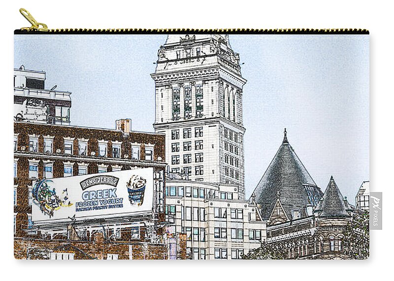 Fred Larson Zip Pouch featuring the photograph Boston Custom House Tower by Fred Larson