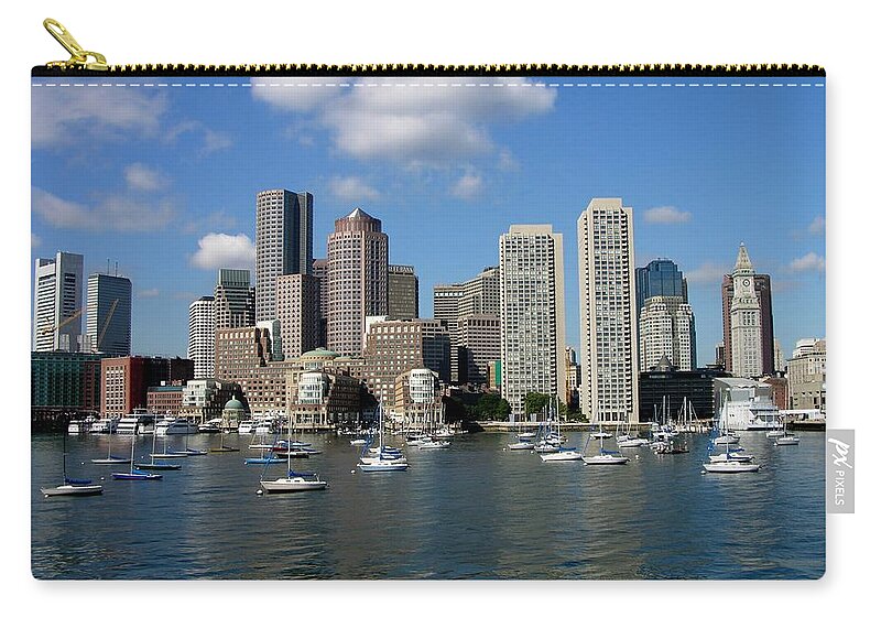 Boston Zip Pouch featuring the photograph Boston Habor Skyline by Keith Stokes