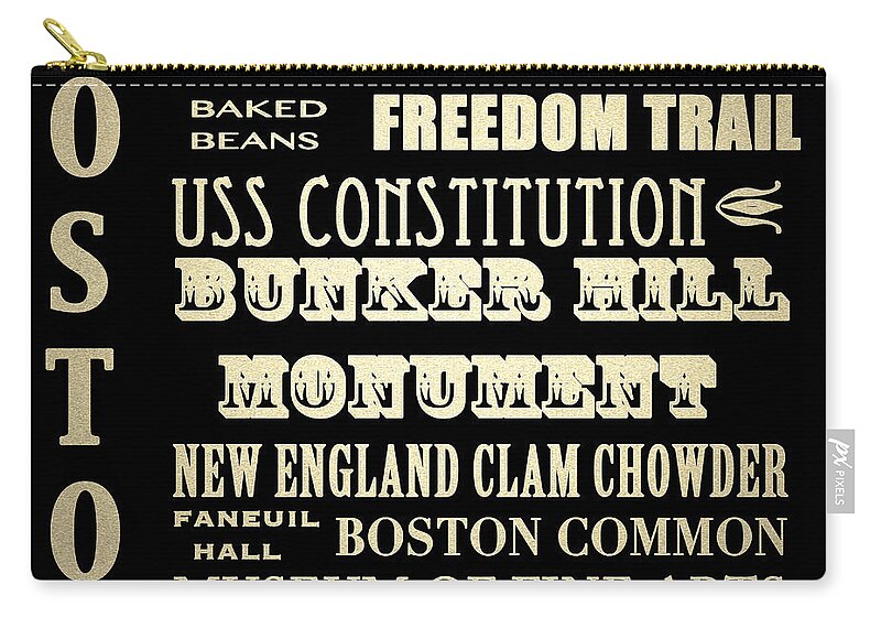 Boston Zip Pouch featuring the digital art Boston Massachusetts Famous Landmarks by Patricia Lintner