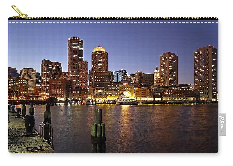 Boston Zip Pouch featuring the photograph Boston Skyline and Fan Pier by Juergen Roth