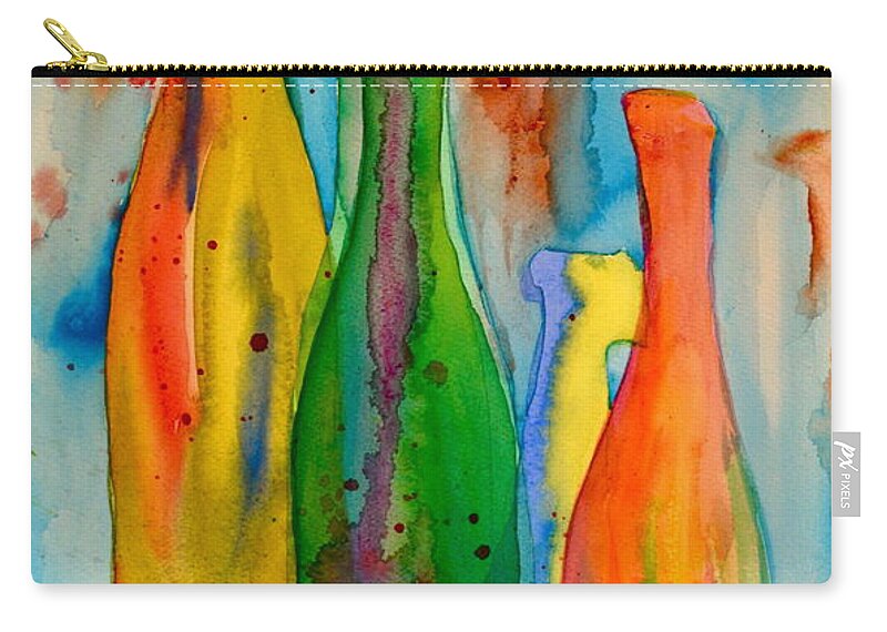 Bottle Zip Pouch featuring the painting Bottles And Lemons by Beverley Harper Tinsley