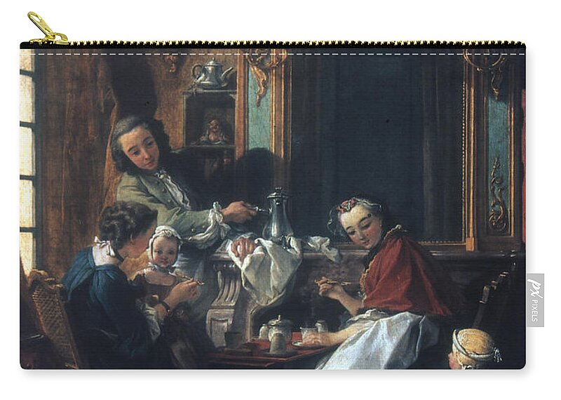 1739 Zip Pouch featuring the painting Boucher Le Dejeuner Or The Afternoon by Granger