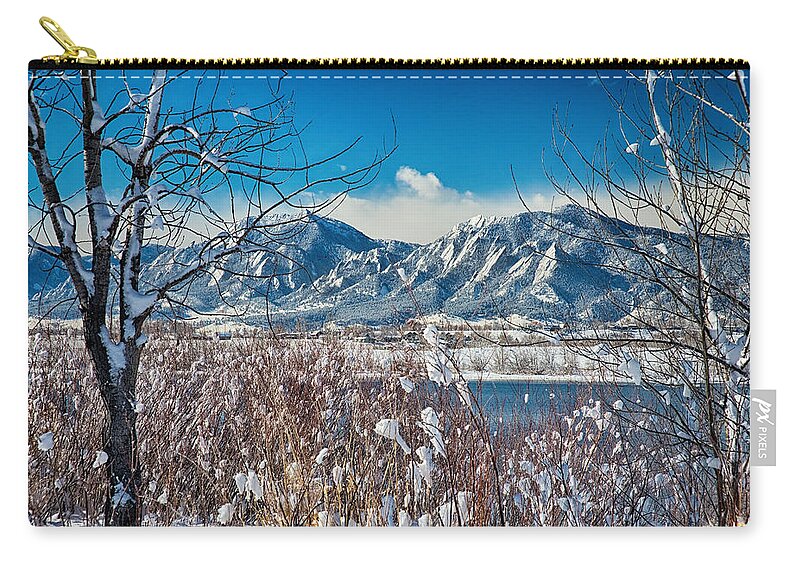 Winter Zip Pouch featuring the photograph Boulder Colorado Winter Season Scenic View by James BO Insogna