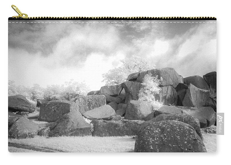 American Civil War Zip Pouch featuring the photograph Boulders in Infrared by Guy Whiteley