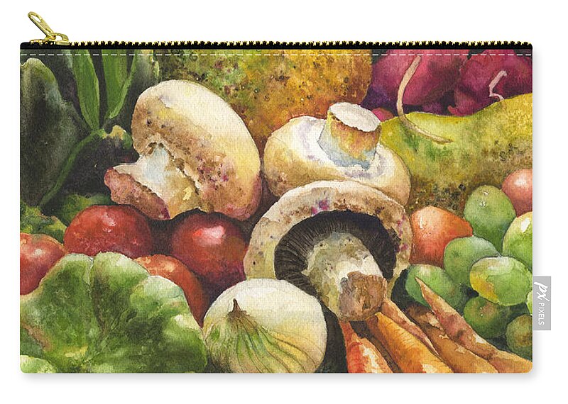 Vegetables Painting Zip Pouch featuring the painting Bountiful by Anne Gifford