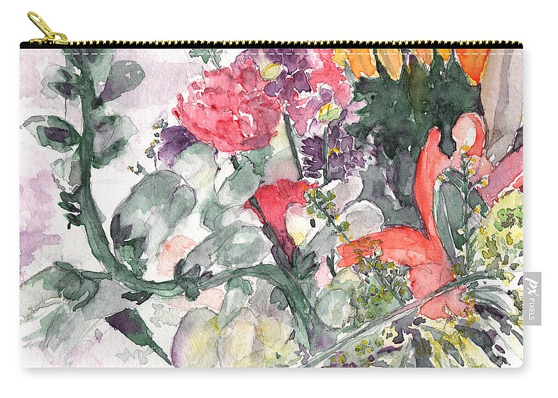 Flowers Zip Pouch featuring the painting Bouquet by Claudia Hafner
