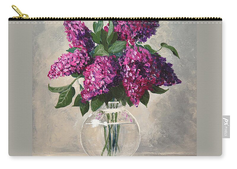 Lilac Zip Pouch featuring the painting Bouquet of Lilac by Masha Batkova
