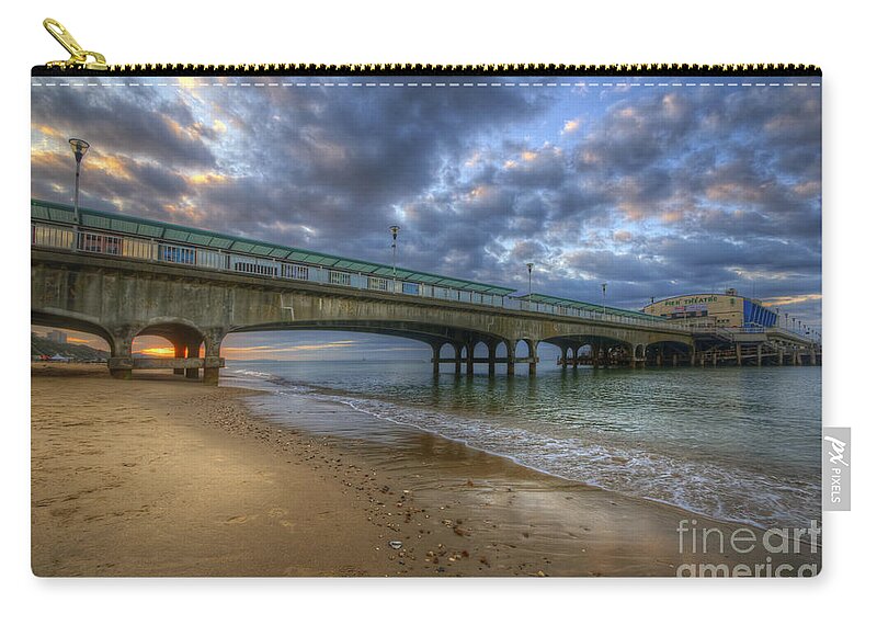 Hdr Carry-all Pouch featuring the photograph Bournemouth Beach Sunrise 3.0 by Yhun Suarez