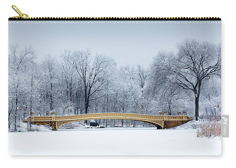 American Zip Pouch featuring the photograph Bow Bridge in Central Park NYC by Mihai Andritoiu