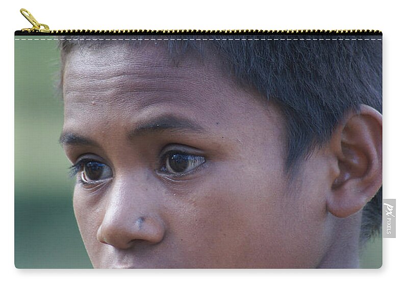 Africa Zip Pouch featuring the photograph boy from Madagascar 4 by Rudi Prott