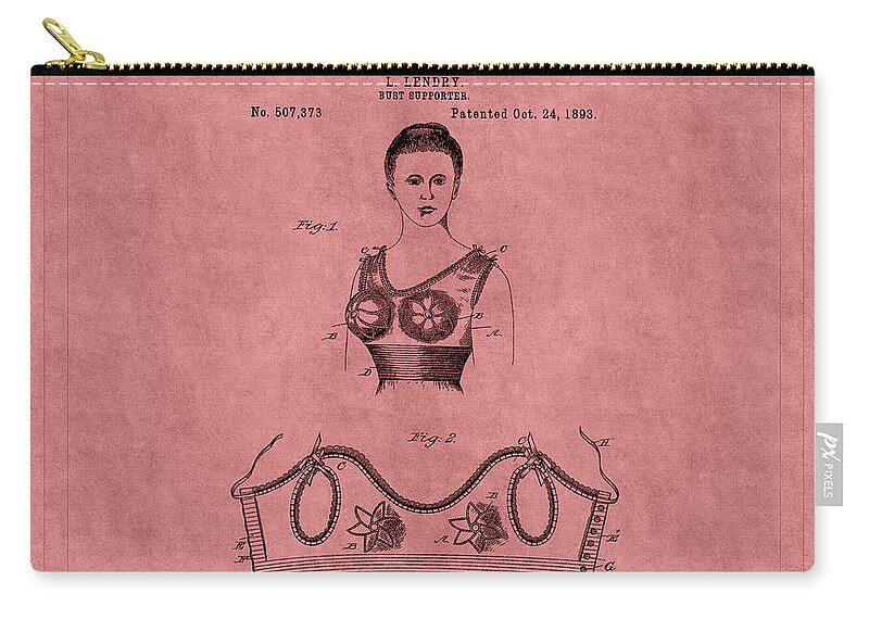 Bra Zip Pouch featuring the photograph Bra Patent 10b by Andrew Fare