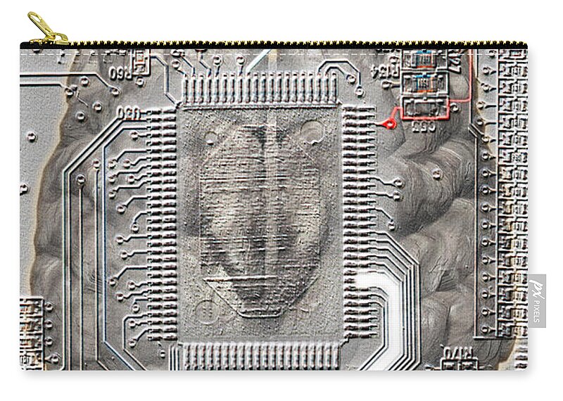 Brain-computer Interface Zip Pouch featuring the photograph Brain Circuit by Mike Agliolo