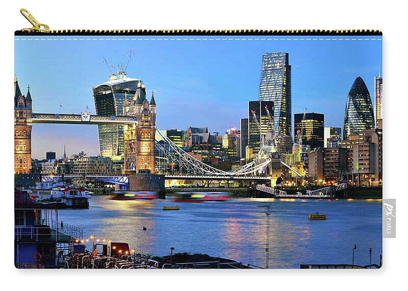 Panoramic Zip Pouch featuring the photograph Brand New Skyline Of City Of London by Vladimir Zakharov