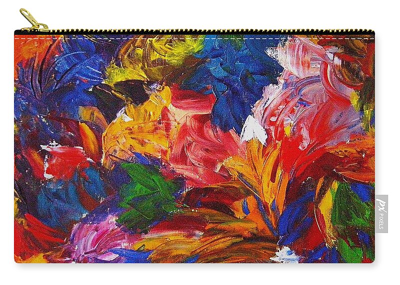 Canvas Prints Zip Pouch featuring the painting Brazilian Carnival by Monique Wegmueller