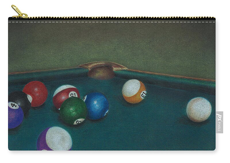 Pool Table Zip Pouch featuring the drawing Break by Troy Levesque