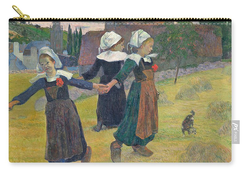 Kid Zip Pouch featuring the painting Breton Girls Dancing by Paul Gauguin