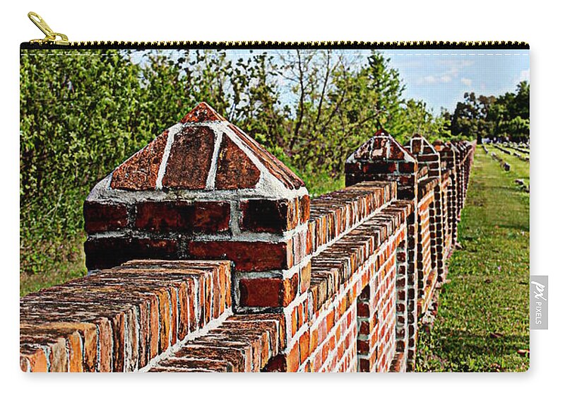 Brick Wall Zip Pouch featuring the photograph Brick Wall by Beth Vincent