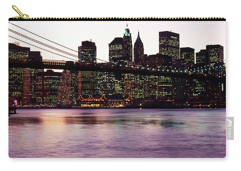 Photography Zip Pouch featuring the photograph Bridge Across A River, Brooklyn Bridge by Panoramic Images