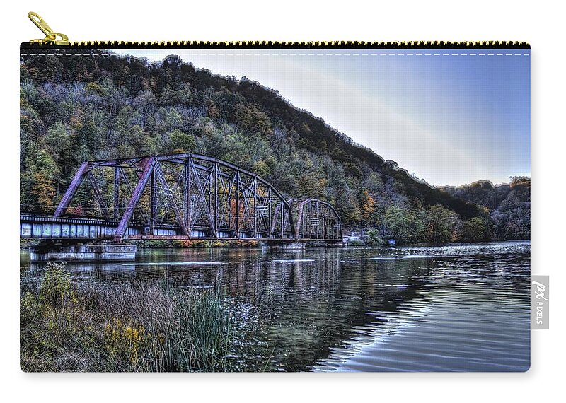 River Zip Pouch featuring the photograph Bridge on a Lake by Jonny D
