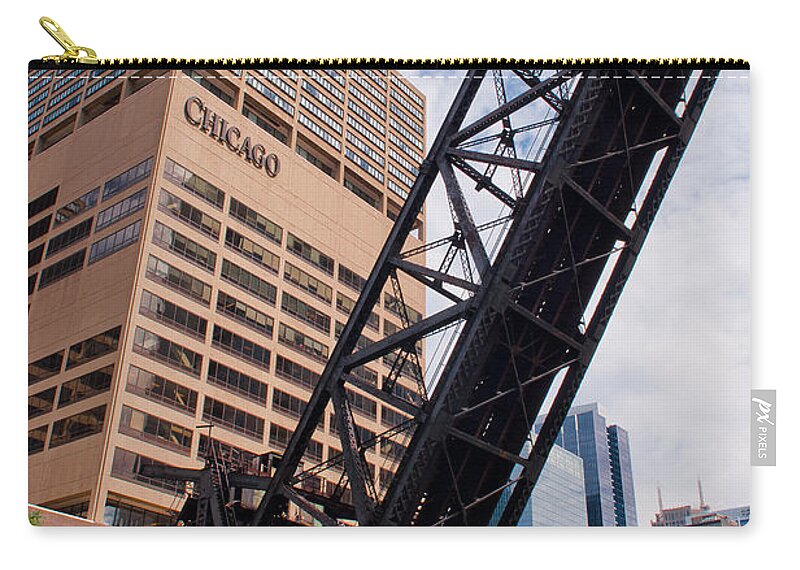 Chicago Downtown Zip Pouch featuring the photograph Bridge over the Chicago River by Dejan Jovanovic