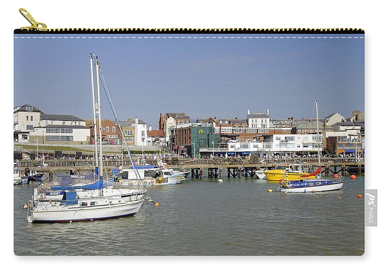 Bright Zip Pouch featuring the photograph Bridlington Harbour Scene 02 by Rod Johnson