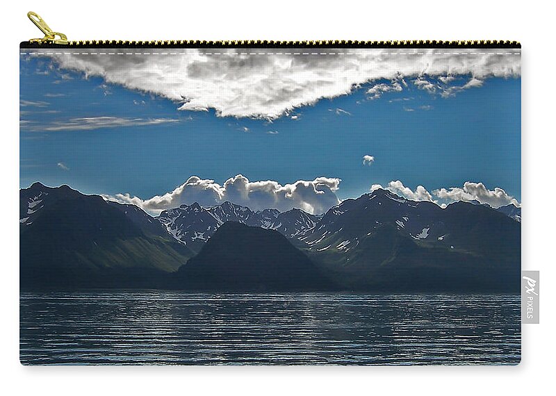 Alaska Glacier Zip Pouch featuring the photograph Bright and Cloudy by Aimee L Maher ALM GALLERY