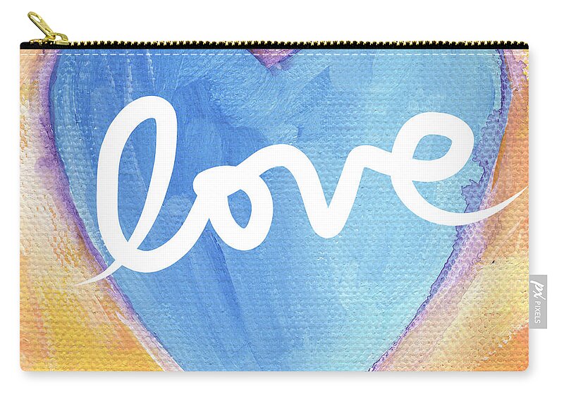 Love Zip Pouch featuring the painting Bright Love by Linda Woods