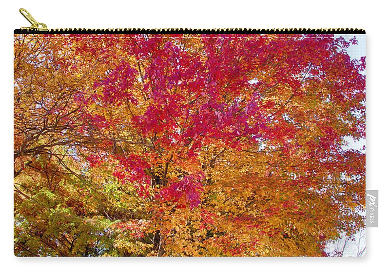Marblehead Zip Pouch featuring the photograph brilliant autumn colors on a Marblehead street by Jeff Folger