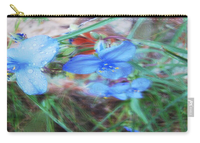 Blue Zip Pouch featuring the photograph Brilliant Blue Flowers by Cathy Anderson