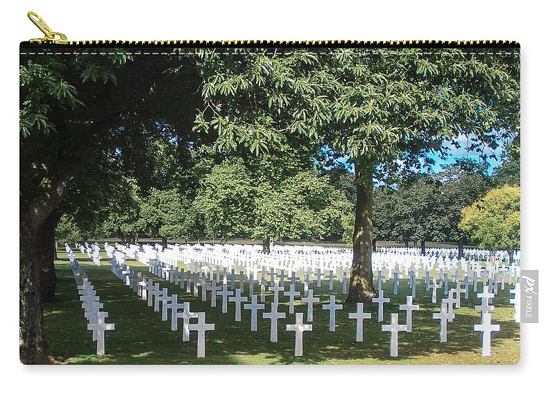 Brittany Zip Pouch featuring the photograph Brittany American Cemetery - France by Dany Lison