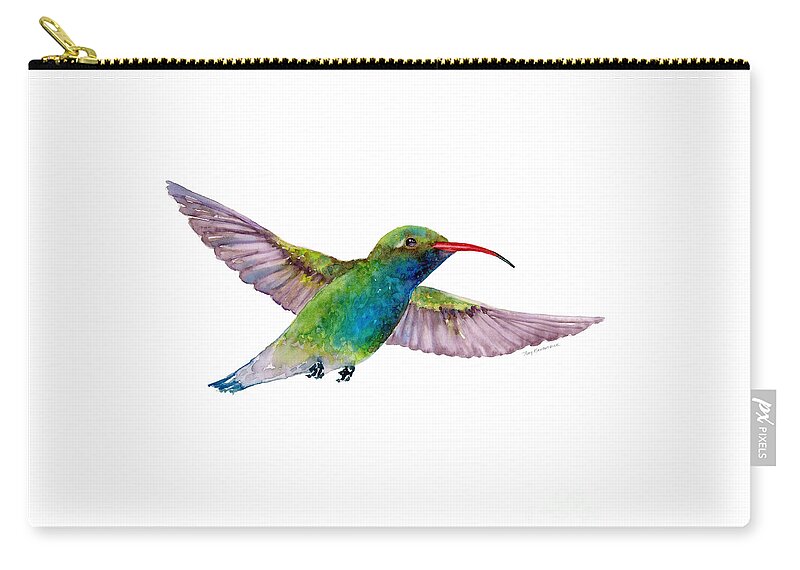 Bird Zip Pouch featuring the painting Broad Billed Hummingbird by Amy Kirkpatrick