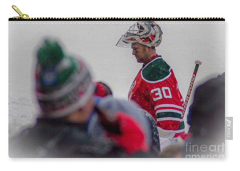 Martin Brodeur Zip Pouch featuring the photograph Brodeur by David Rucker