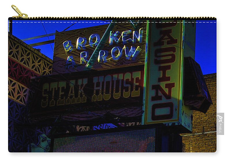 Broken Arrow Casino Zip Pouch featuring the photograph Broken Arrow Casino by Cathy Anderson