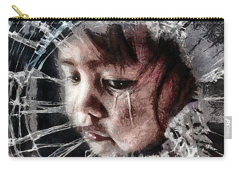 Broken Zip Pouch featuring the painting Broken by Mo T