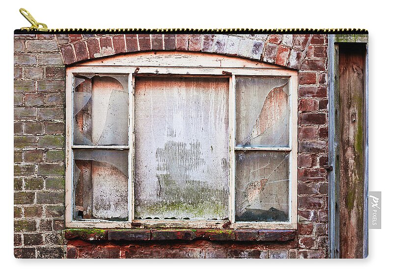 Abandon Zip Pouch featuring the photograph Broken window by Tom Gowanlock